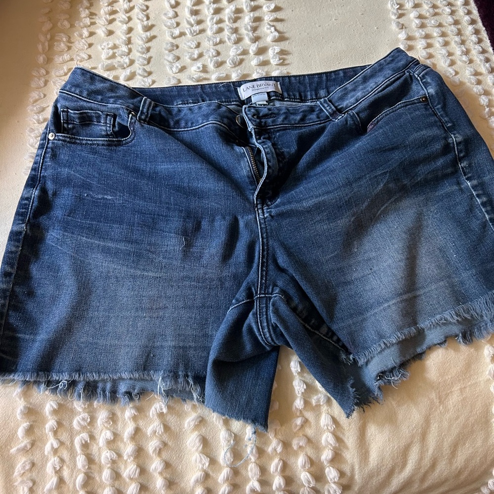 Lane Bryant Blue Jean Shorts with Frayed Hem